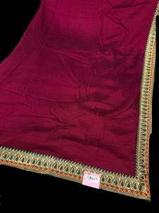 Wine color Beautiful stonework and embroidery work border design beautiful very &hellip;