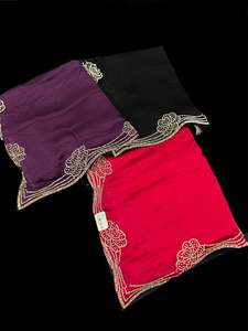 Beautiful stonework border on Soft georgette plain Sarees