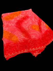 Plain Printed Sarees 1: Beautiful swarovski Stones work design beautiful very soft resham Georgette Saree