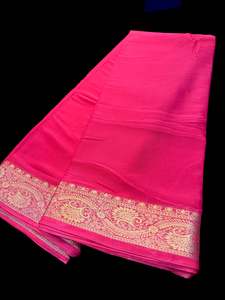 Plain Printed Sarees 1: Very very soft pure chiffon georgette Beautiful zari border plain Saree
