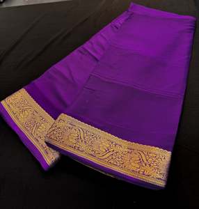 Plain Printed Sarees 1: Very very soft pure chiffon georgette Beautiful zari border plain Saree
