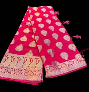 Pure chiffon based Beautiful zari work Banarasi look Saree