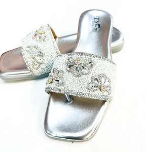 Party Wear Heels Wedge Flats: Pearls beaded with stone work soft cushioned Flats