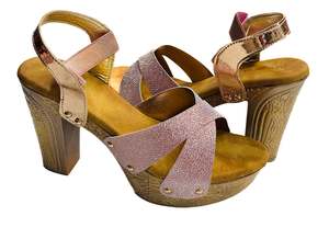 Womens Fancy Jutti Back Open Jutti: Shimmery leather strap design Heels