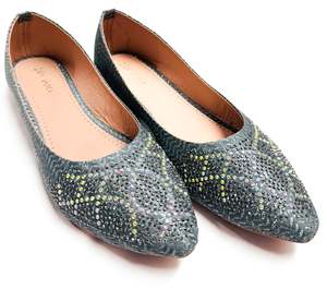 Womens Fancy Jutti Back Open Jutti: Handwork with pearls beaded & stones work belly