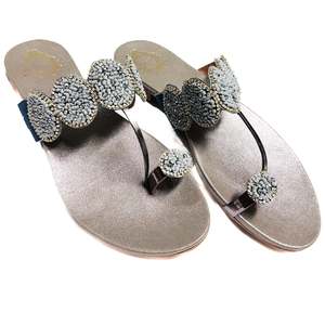 Womens Fancy Jutti Back Open Jutti: Handwork with pearls beaded & stones work flats