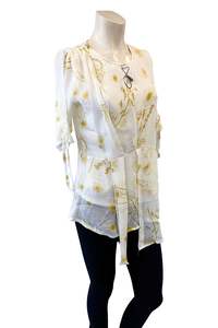 Womens Tops: White & yellow Print top