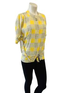 Womens Tops: Yellow & black check print top
