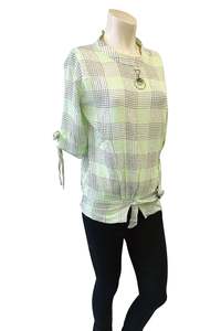 Womens Tops: Lite green check print top