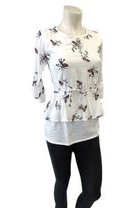 Floral print white top