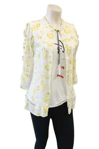 White & yellow print top