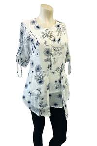 Womens Tops: Floral print white top