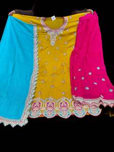 Chinnon based unstitched kameez fabric with embroidery work and stitched Plazo p&hellip;