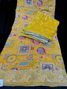 Mustard color soft chiffon based beautiful sequined embroidery kameez with pure &hellip;