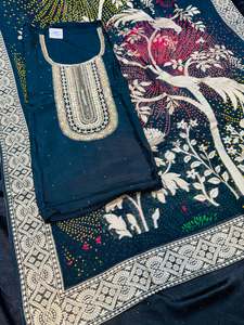 Lite Black color soft silk based beautiful embroidery work handwork kameez with &hellip;