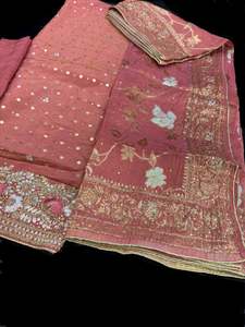 (Video clip attached )peach color soft tissue silk based beautiful zari work han&hellip;