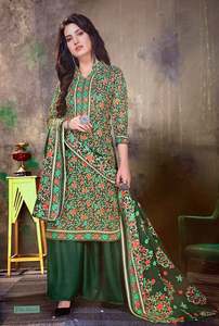 Woolen Warm Suits Unstitched Fabrics: Designer Woolen Collection Fabric TOP :- *Pashmina jacquard Print with exclusive Swarovski Diamond WORK cut:-2.50 mtr appx BOT:- *Heavy spun bottom 2.50mtr Dupatta:- TWILL SHAWL * PRINTED 2:25 cut Size: Unstitched