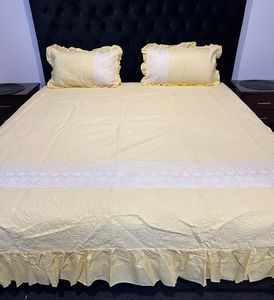 3Pcs Geometric Design Modern style Polyester Woven Embroidery Sheet with pillow covers