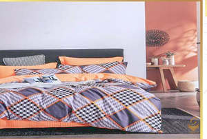 King Size Bedsheet for Double Bed108 Inches X 108 Inches Grey & Blue colour Prin&hellip;