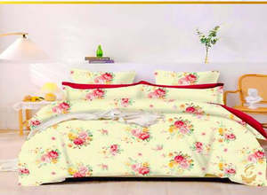 Cotton Bed Sheets: King Size Bedsheet for Double Bed108 Inches X 108 Inches Cream colour floral Printed Glace Cotton Bed Sheet With Pillow Covers (Size Bed Sheet :- 275 * 275 Cms(Appx) 2 PCS Pillow Cases: -46 *69 +5cms (Appx) Washing Instructions :- Hand/Machine Wash , Do N