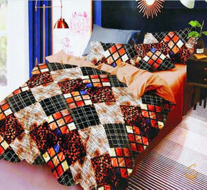 Cotton Bed Sheets: Queen Size Black Colour multicoloured Printed Glace Cotton Bed Sheet With Pillow Covers (Size Bed Sheet :- 240 * 250 Cms(Appx) 2 PCS Pillow Cases: -46 *70 +5cms (Appx) Washing Instructions :- Hand/Machine Wash , Do Not Bleach , Medium Steam Iron, Do Not D