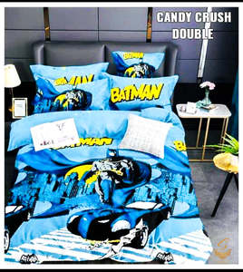 Cotton Bed Sheets: Batman Cartoon Printed Glace Cotton Bed Sheet With Pillow Covers (Size Bed Sheet :- 230 * 250 Cms(Appx) 2 PCS Pillow Cases: -46 *69 +5cms (Appx) Washing Instructions :- Hand/Machine Wash , Do Not Bleach , Medium Steam Iron, Do Not Dry Clean, Tumble Dry He