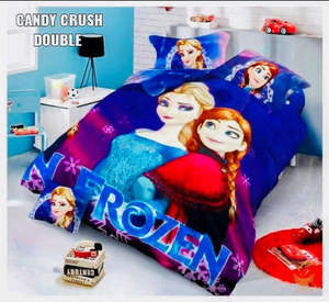 The Disney Frozen Cartoon Printed Glace Cotton Bed Sheet With Pillow Covers (Siz&hellip;