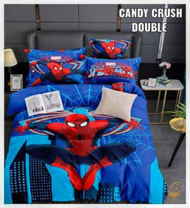 Cotton Bed Sheets: Spiderman Cartoon Printed Glace Cotton Bed Sheet With Pillow Covers (Size Bed Sheet :- 230 * 250 Cms(Appx) 2 PCS Pillow Cases: -46 *69 +5cms (Appx) Washing Instructions :- Hand/Machine Wash , Do Not Bleach , Medium Steam Iron, Do Not Dry Clean, Tumble Dry