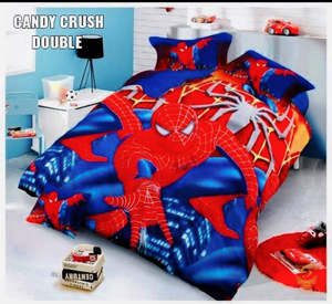 Cotton Bed Sheets: Spiderman Cartoon Printed Glace Cotton Bed Sheet With Pillow Covers (Size Bed Sheet :- 230 * 250 Cms(Appx) 2 PCS Pillow Cases: -46 *69 +5cms (Appx) Washing Instructions :- Hand/Machine Wash , Do Not Bleach , Medium Steam Iron, Do Not Dry Clean, Tumble Dry