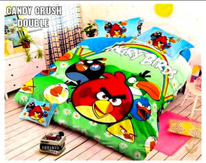 Cotton Bed Sheets: Angry Birds Cartoon Printed Glace Cotton Bed Sheet With Pillow Covers (Size Bed Sheet :- 230 * 250 Cms(Appx) 2 PCS Pillow Cases: -46 *69 +5cms (Appx) Washing Instructions :- Hand/Machine Wash , Do Not Bleach , Medium Steam Iron, Do Not Dry Clean, Tumble D
