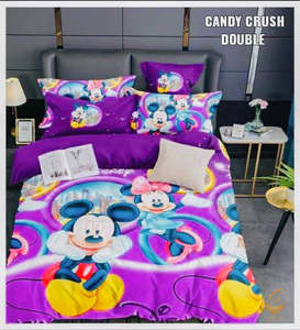 Kids Bed Sheets: Mickey Mouse and Miny Mice Cartoon Printed Glace Cotton Bed Sheet With Pillow Covers (Size Bed Sheet :- 230 * 250 Cms(Appx) 2 PCS Pillow Cases: -46 *69 +5cms (Appx) Washing Instructions :- Hand/Machine Wash , Do Not Bleach , Medium Steam Iron, Do Not Dry