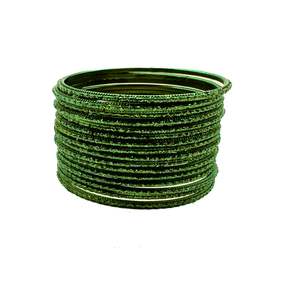 Kid S Bangles: Mehndi(Henna Green) Color kids plain Shiny Metal bangles (2 dozen in one pack)
