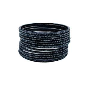 Kid S Bangles: Dark Grey Color kids plain Shiny Metal bangles (2 dozen in one pack)