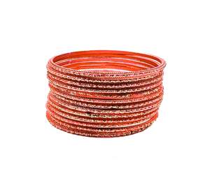 Kid S Bangles: Dark Peach Color kids plain Shiny Metal bangles (2 dozen in one pack)