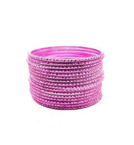 Kid S Bangles: Bubblegum Pink Color kids plain Shiny Metal bangles (2 dozen in one pack)