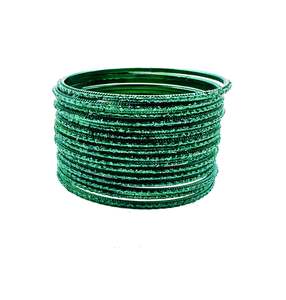 Kid S Bangles: Green Color kids plain Shiny Metal bangles (2 dozen in one pack)