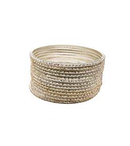 Kid S Bangles: Shiny Cream color kids plain Shiny Metal bangles (2 dozen in one pack)