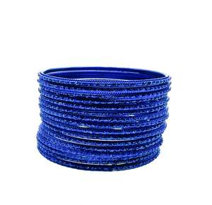 Royal Blue color kids plain Shiny Metal bangles (2 dozen in one pack)