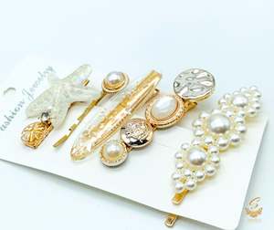 Fashion Pearls Acetate Geometric Hair Clips For Women Girls Headband Sweet Hairp&hellip;