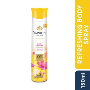 Deodorants Perfumes: Yardley London Scottish Meadows Refreshing Body Spray| Daffodil & Ylang Ylang Fragrance| Deodorant Body Spray For Daily Use| Deodorant For Women| 90% Naturally Derived| 150ml