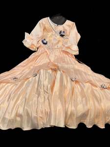 Kids Gowns Kameez: Rosegold colour silk based stone work beautiful gown