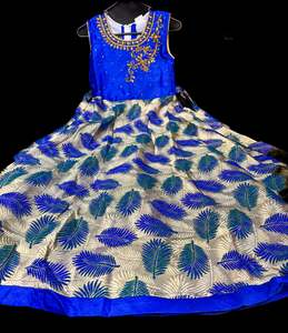 Stonework beautiful brocade silk print gown