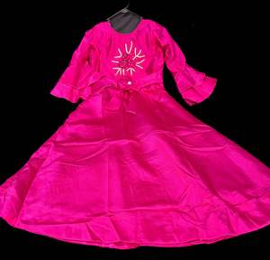 Kids Gowns Kameez: Hot pink colour silk based stone work beautiful gown