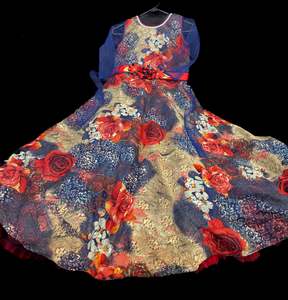 Nevi blue colour meeting based Miss floral print beautiful gown