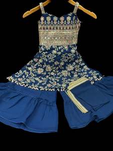 (Video clip attached)Peacock Blue color Pure and soft georgette based sequined w&hellip;