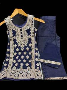 (Video clip attached) Navy Blue color Pure and soft georgette based mirrors & st&hellip;