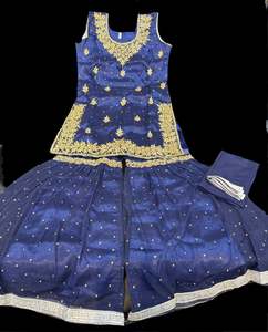 Navy Blue color netting based stone work hand work Sharara suit