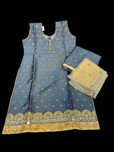 Girls Punjabi Suits Sharara Suits: Grey colour silk based dot print kids punjabi suit