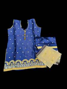 Girls Punjabi Suits Sharara Suits: Nevi blue colour silk based dot print kids punjabi suit