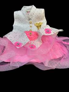 Kids netting based shiny frock